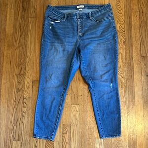 Ava & Viv Blue Skinny Jeans with Distressed Details & button fly